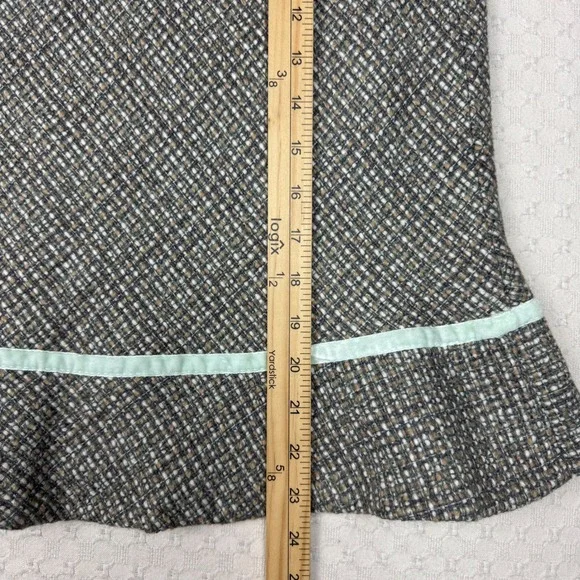 NEW Gap A-Line Skirt Womens 8 Wool Blend Tweed Velvet Trim Flounce Hem Lined Y2K - Picture 7 of 10